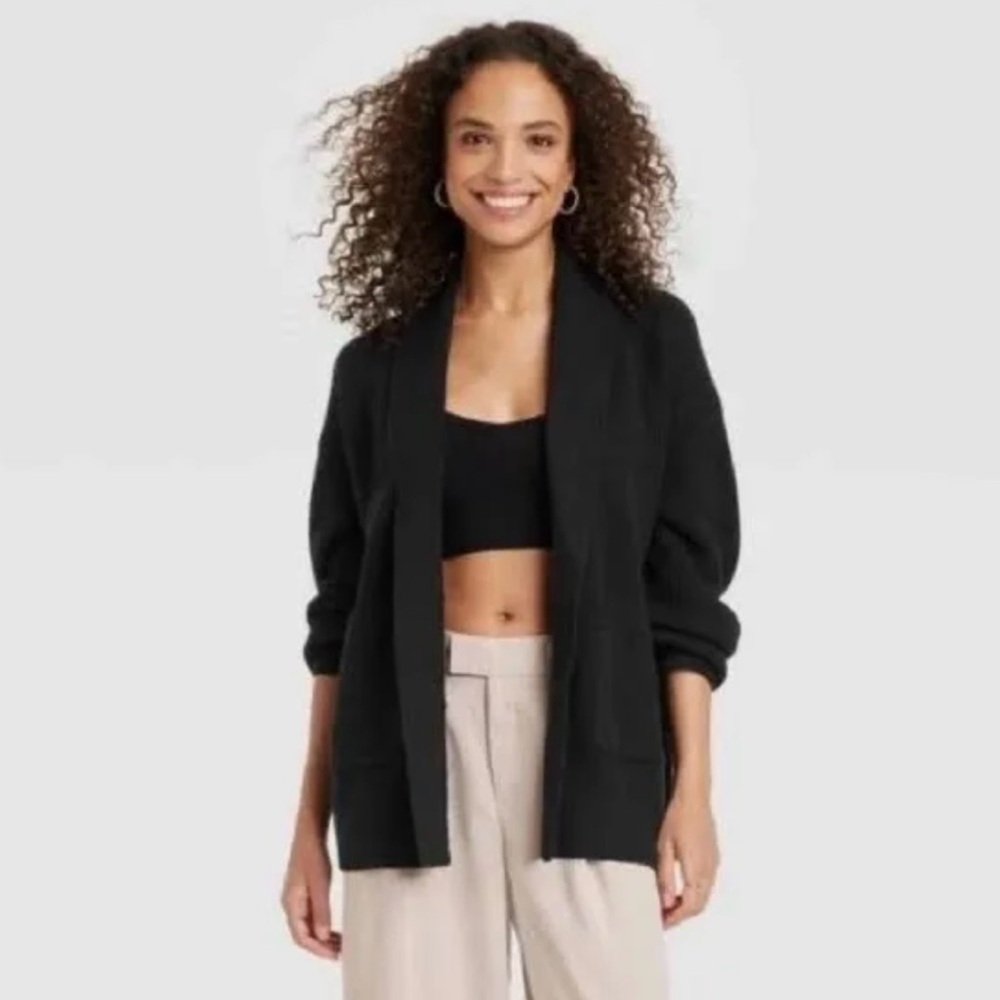 A New Day Black Open-Front Sweater, size L